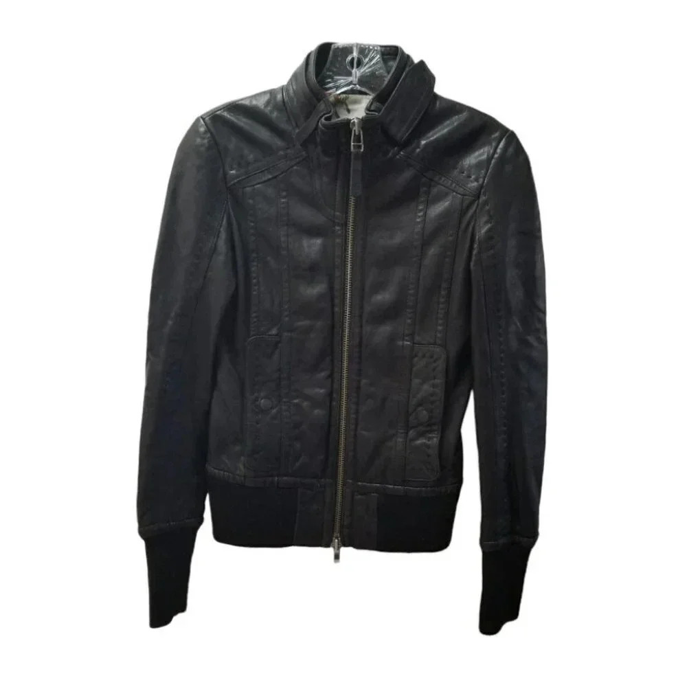 Aritzia Mackage Xxs Black Bomber Leather Jacket